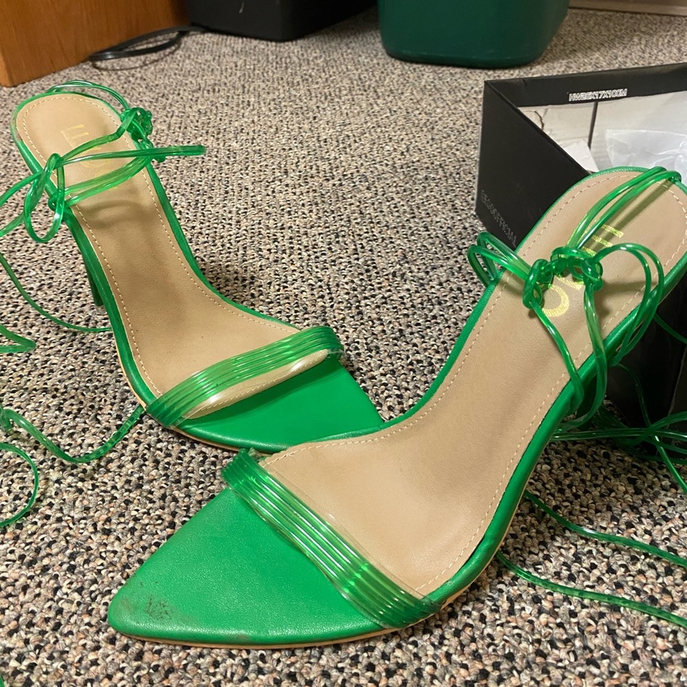 Green Strappy Ego Heels